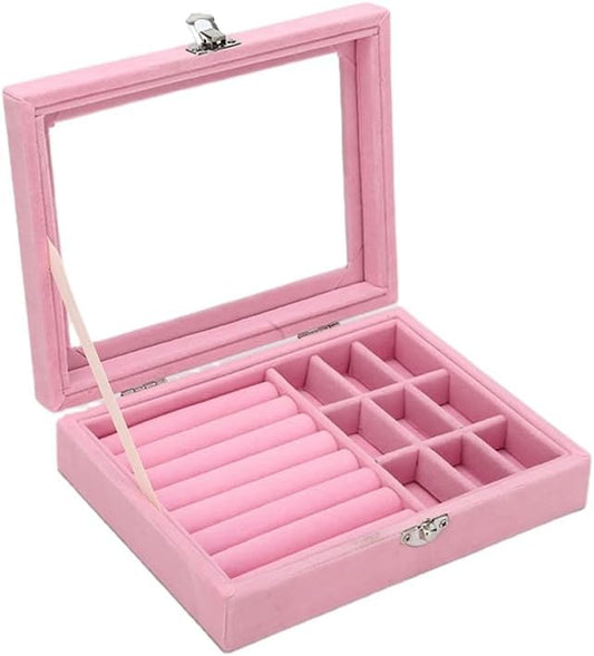 صندوق تنظيم المجوهرات والإكسسوارات الوردي | Jewelry Organizer Box