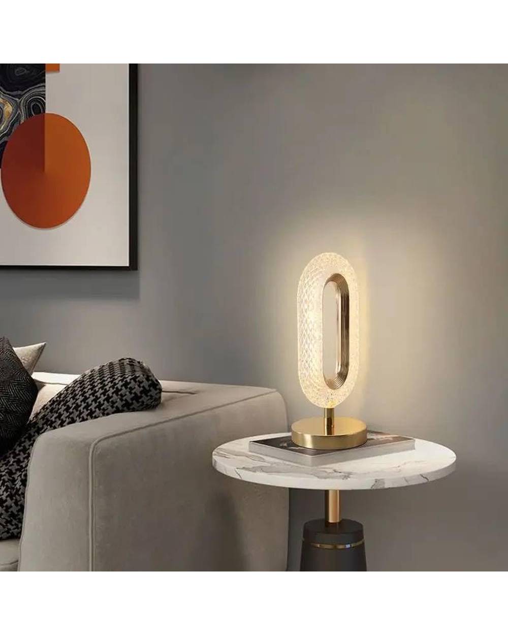 أباجورة LED كريستال بيضاوية فاخرة بإضاءة ديكورية دافئة