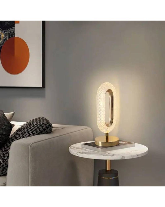 أباجورة LED كريستال بيضاوية فاخرة بإضاءة ديكورية دافئة