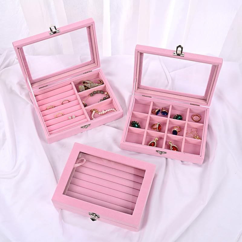 صندوق تنظيم المجوهرات والإكسسوارات الوردي | Jewelry Organizer Box