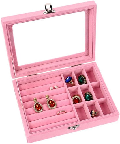 صندوق تنظيم المجوهرات والإكسسوارات الوردي | Jewelry Organizer Box