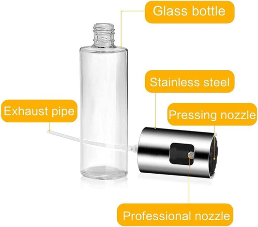 بخاخ زيت للطبخ زجاج بغطاء ستانلس ستيل 100 مل – رشاش زيت للقلاية الهوائية والفرن
