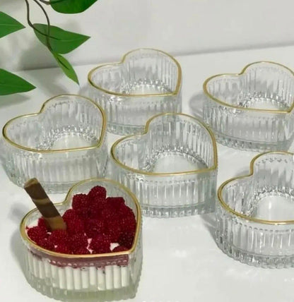 طقم بولات زجاج على شكل قلب بحواف ذهبية – 6 قطع
