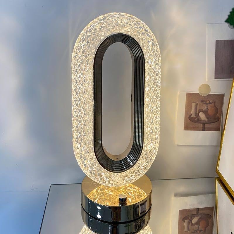 أباجورة LED كريستال بيضاوية فاخرة بإضاءة ديكورية دافئة