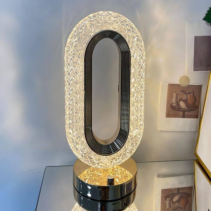 أباجورة LED كريستال بيضاوية فاخرة بإضاءة ديكورية دافئة