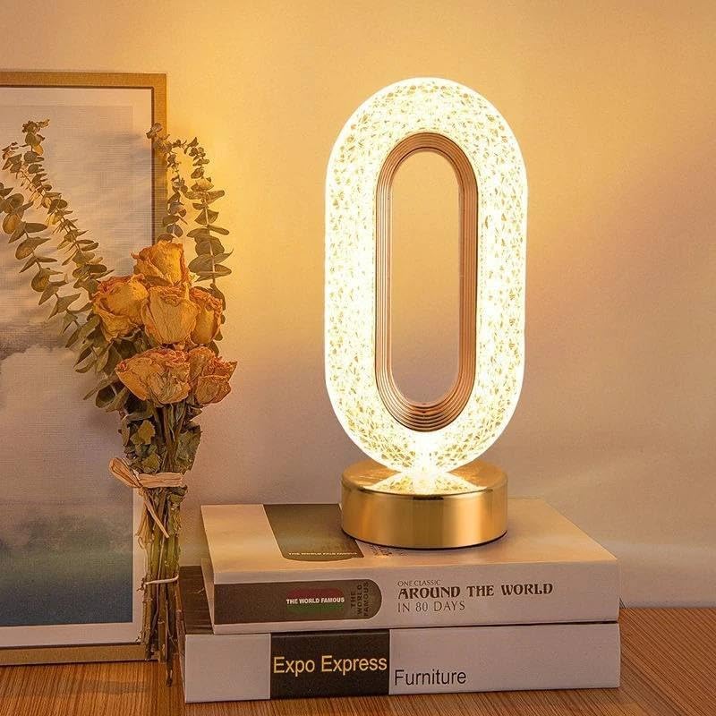أباجورة LED كريستال بيضاوية فاخرة بإضاءة ديكورية دافئة