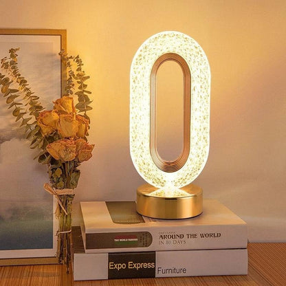 أباجورة LED كريستال بيضاوية فاخرة بإضاءة ديكورية دافئة