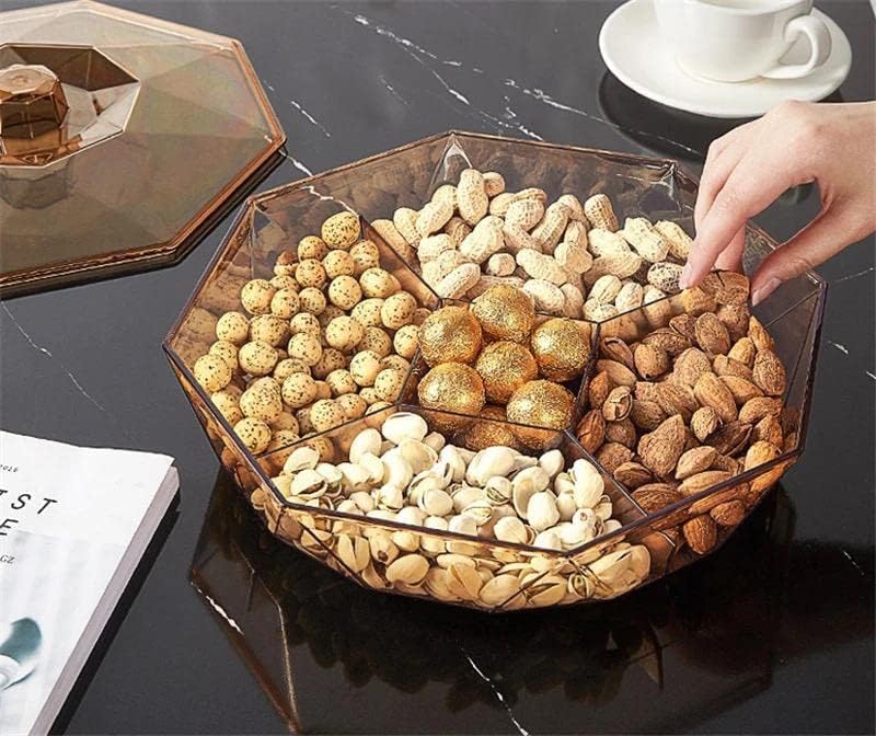 طبق مكسرات وتسالي أكريليك مقسم بغطاء وقاعدة – 6 خانات-سارتي