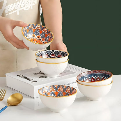 طقم أطباق سيراميك مزخرفة 6 قطع – تصميم ملون وأنيق